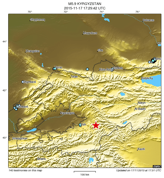 Отголоски землетрясения в Кыргызстане (5,9 баллов), добрались до Шымкента