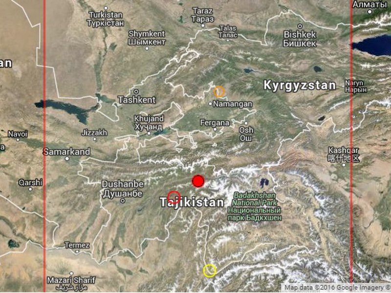 В 390 километрах от Шымкента произошло землетрясение магнитудой 4,7