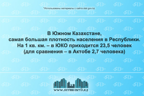 Плотность населения в ЮКО